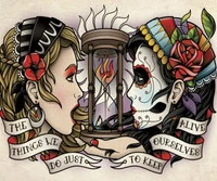 Belleza gitana y llama de reloj de arena: Tatuajes de Sam Phillips