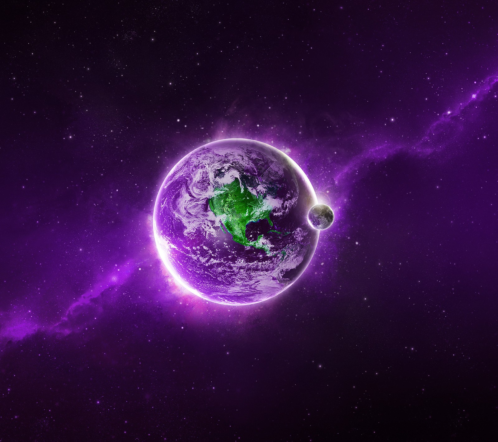 earth, green, moon, purple, space wallpaper