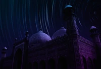 badshahi mosque, lahore, pakistán, estelas de estrellas, fondo oscuro