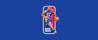 Kobe Bryant em uniforme dos Lakers em um fundo azul vibrante, representando a grandeza da NBA.