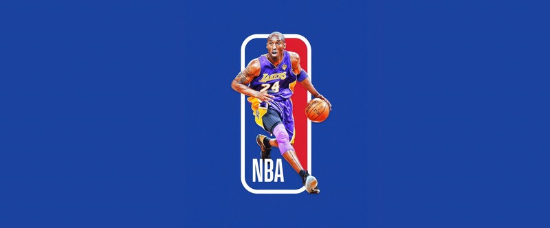 Близкий план баскетболиста с мячом на синем фоне (кобе брайант, kobe bryant, nba, лэйкерс, lakers)