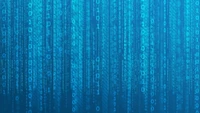 Abstract Blue Digital Rain with Binary Code