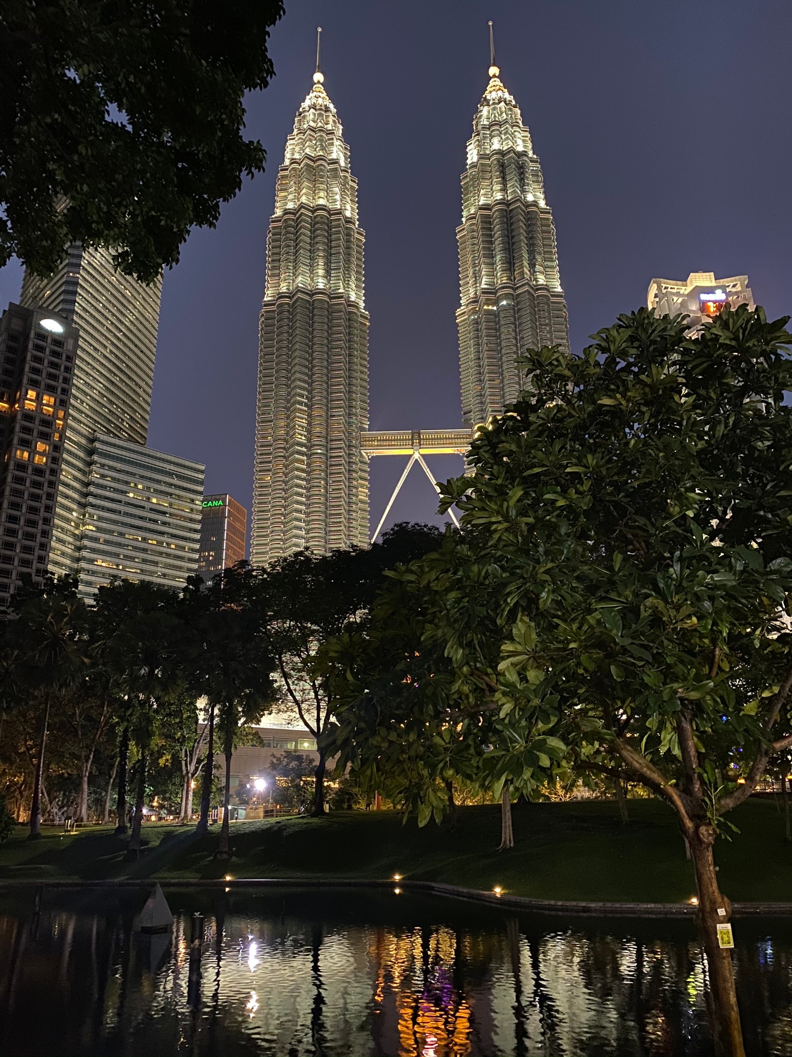 Araffes are standing in the water in front of a city skyline (petronas towers, kuala lumpur, water, tower block, tower)