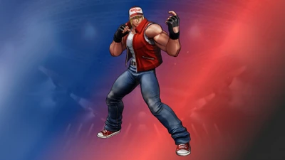 Terry Bogard en The King of Fighters XV: Pose icónica de luchador