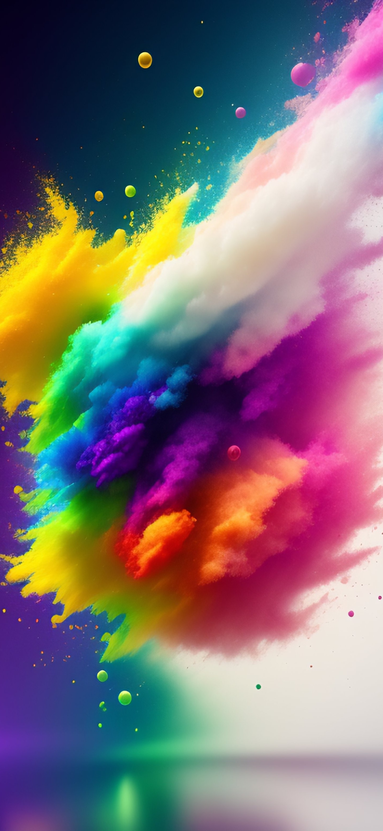 Primer plano de una nube colorida de pintura sobre un fondo blanco (artes visuales, pintura, ilustración, arte, diseño gráfico)