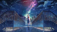 anime, anime girls, starry, night, sky wallpaper