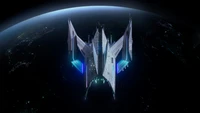 Acer Predator Logo with Futuristic Spaceship Design Against Earth View.