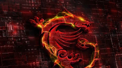 Digitale Kunst des MSI-Dragon-Logos in feurigem Rot