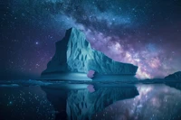 Majestic Iceberg Under the Milky Way: A Frozen Night in Patagonia