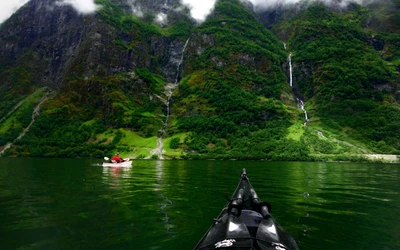 fjord, nature, sauvage, kayak, voie navigable