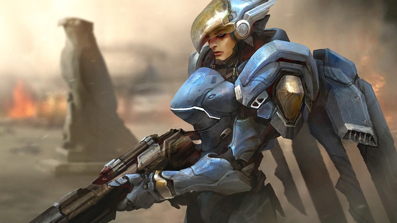 pharah, overwatch, video game wallpaper