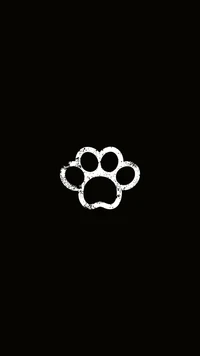 Stylized Silver Paw Print Emblem in a Black Circle