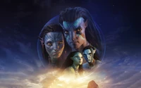 Escena épica de Avatar: El camino del agua con Jake Sully y Neytiri