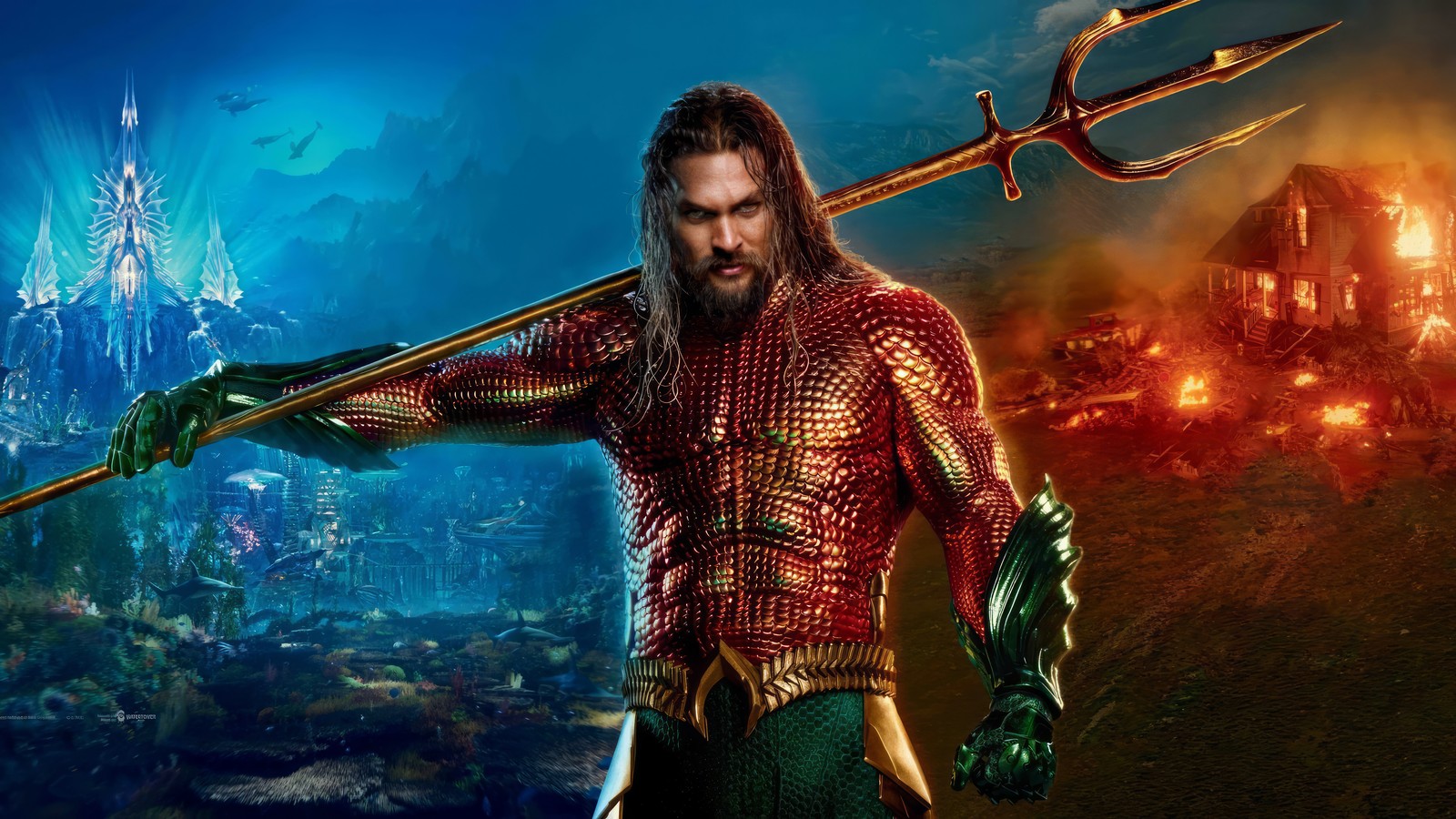 Скачать обои аквамен и затерянное королевство, aquaman and the lost kingdom, фильм, аквамен 2, трезубец