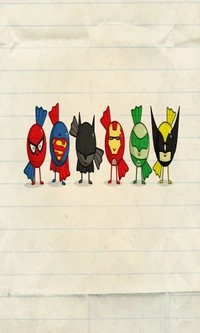 Superhero Candy Characters: Spiderman, Superman, Batman, Ironman, Green Lantern, and Wolverine