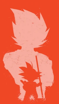 Generationen der Macht: Silhouette von Goku und Goten