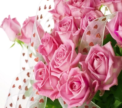 Elegant Pink Roses Wrapped in Love