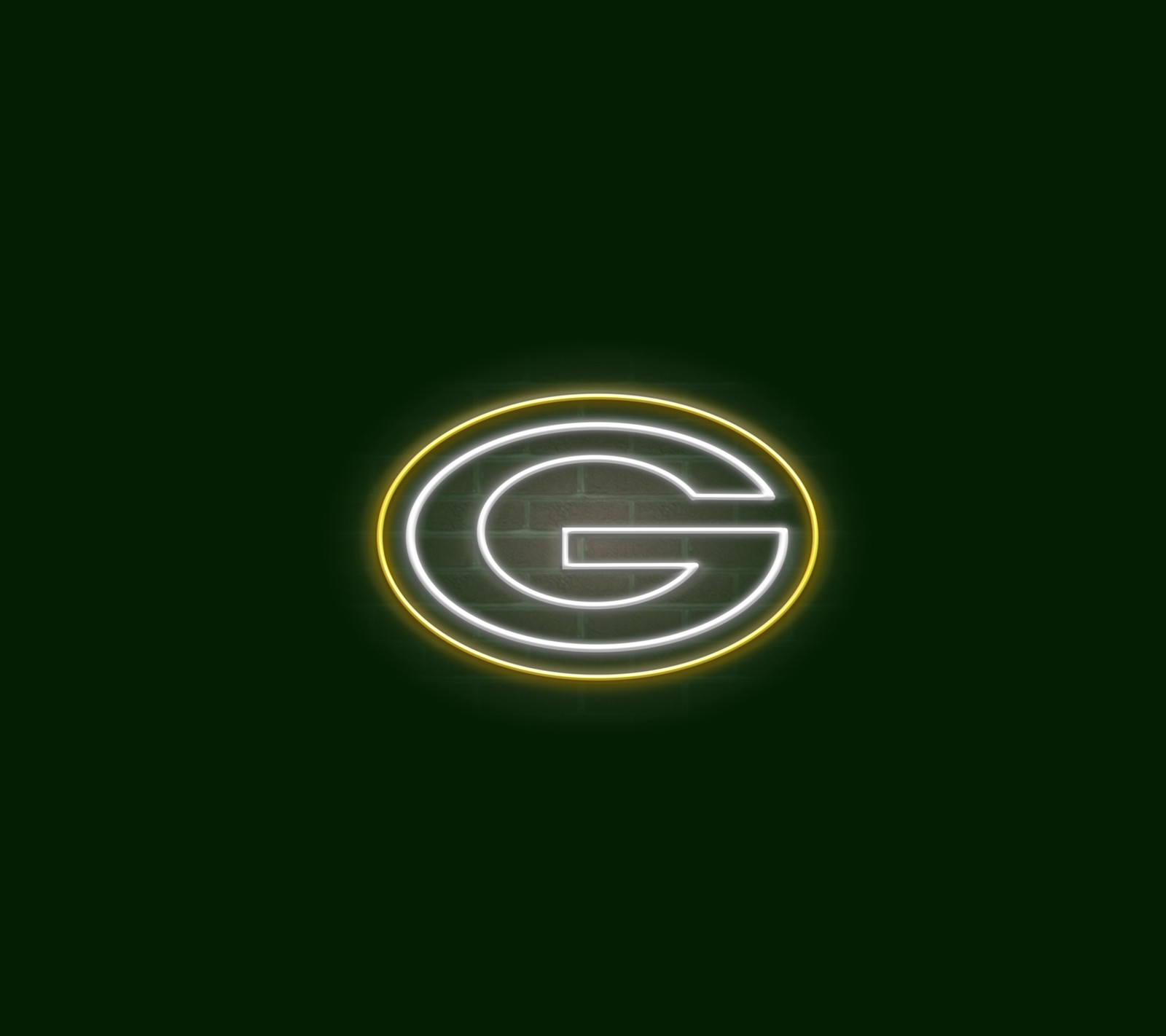 Un primer plano de un logo de bay packers verde neón sobre un fondo negro (green bay, nfl, packers, wisconsin)