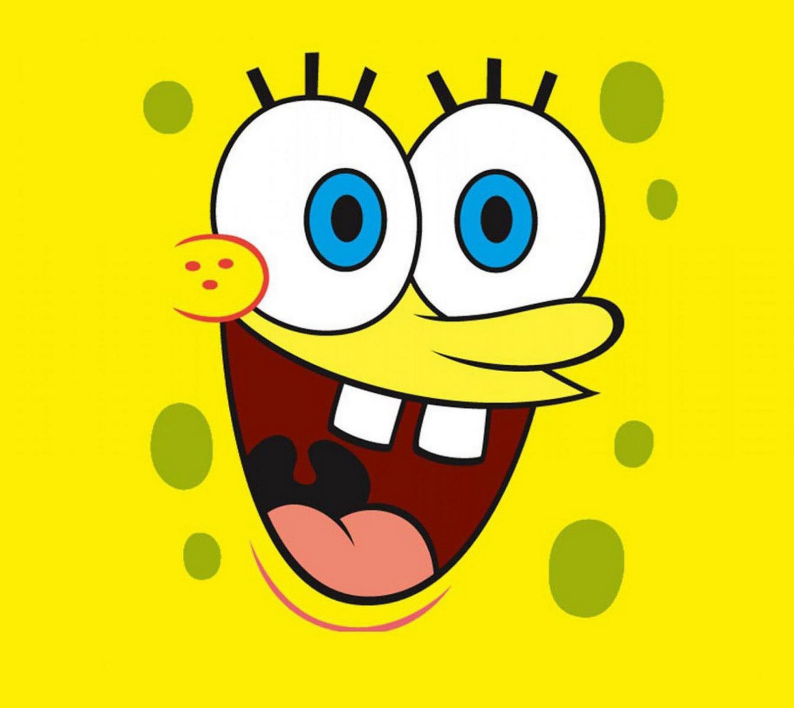 Spongebob-gesicht mit großen augen und großen zähnen (abstrakt, zeichentrick, lächeln, spongebob)