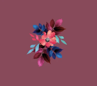 Diseño floral vibrante con hojas sobre un fondo rico