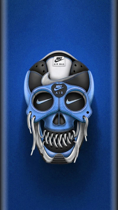 Blaues Nike Air Max Totenkopfdesign: Stil an der Spitze im Sportfußball