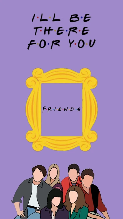 Silhouette icónica del elenco de 'Friends' contra un fondo púrpura