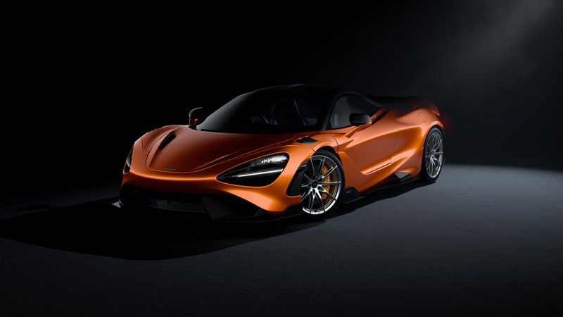 Крупный план автомобиля в темной комнате со светом прожектора (mclaren 720s, темная эстетика, тёмный фон, суперкары, машины)