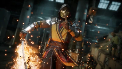 Escorpión desata poder ardiente en Mortal Kombat 11.