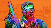 Personagem terrorista colorido de CSGO com pistola