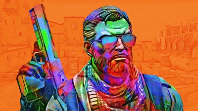 Personagem terrorista colorido de CSGO com pistola