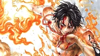 Portgas D. Ace desatando su Puño de Fuego