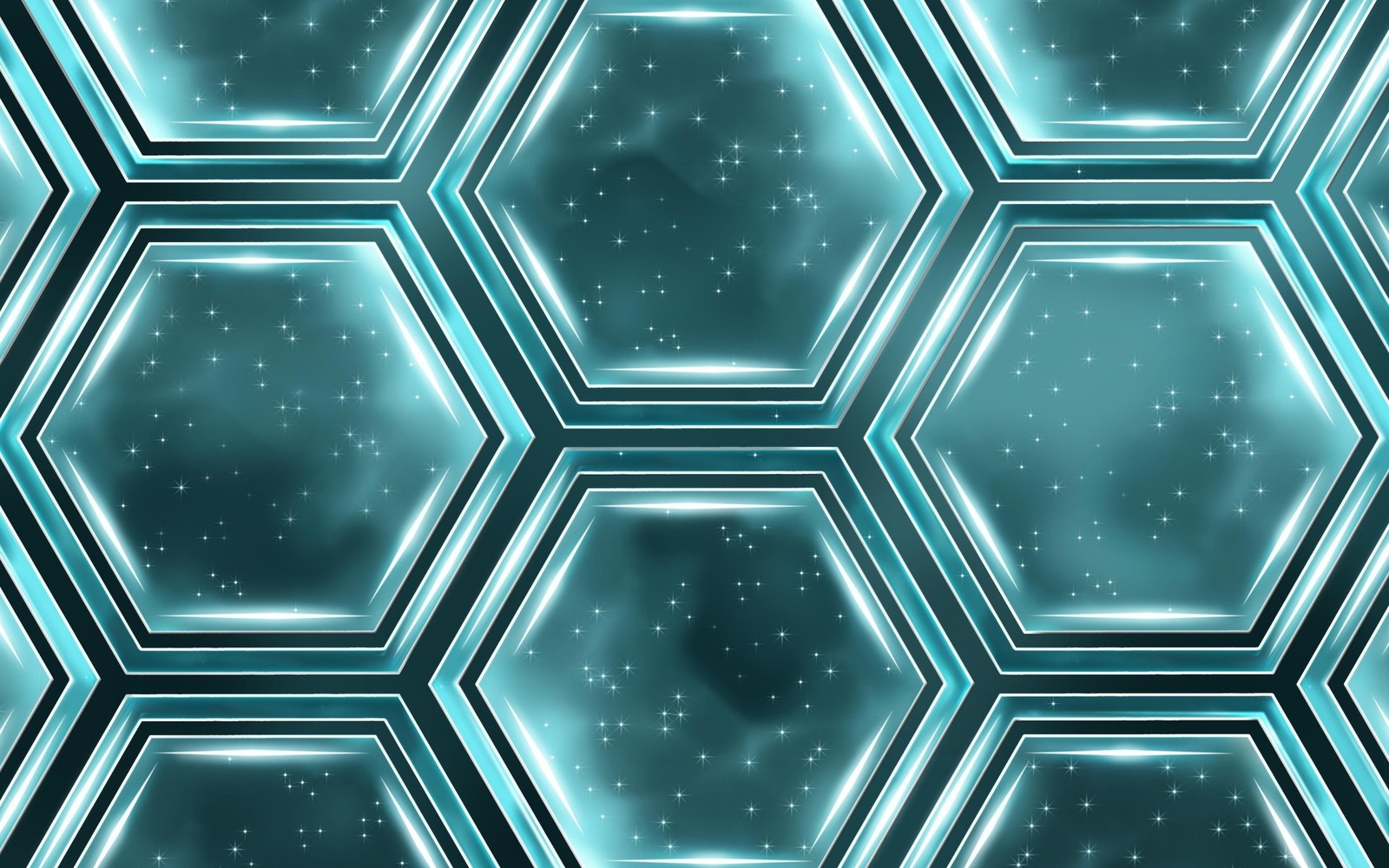 A close up of a blue hexagonal pattern with stars (pattern, symmetry, design, blue, three dimensional space)