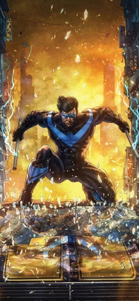 Nightwing in Action: A Dynamic DC Comics Illustration