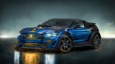 Concept Shelby GT350R infusé de néon avec kit carrosserie personnalisé