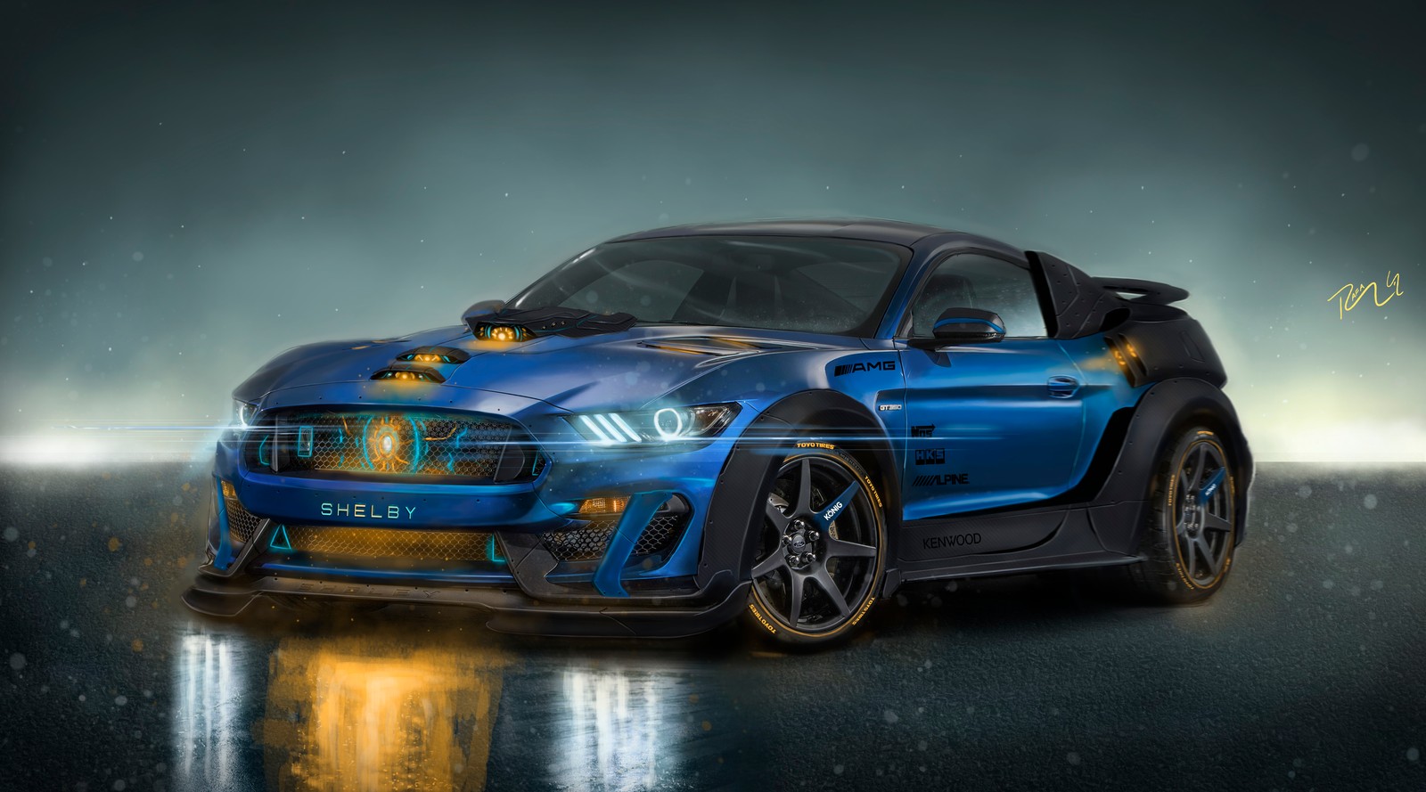 shelby gt350r, bodykit, neon, concept cars, custom tuning Download Wallpaper