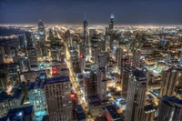 Impresionante vista nocturna del horizonte de Chicago iluminado