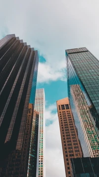 gratte ciel, nuage, bâtiment, journée, immeuble tour