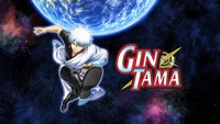 Gintoki Sakata in Action Against a Cosmic Backdrop - Gintama 4K Wallpaper