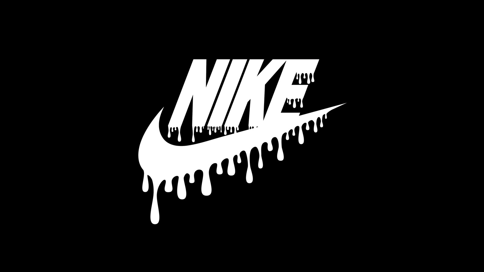 Imagen en blanco y negro de un logo de nike goteando (nike, goteando, 8k, fondo negro, tipografía goteante)