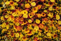 Vibrant Floral Arrangement of Yellow Roses and Sunflowers in a Spring Display