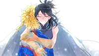 All Might y Nana Shimura se abrazan, personificando la fuerza y la mentoría en "My Hero Academia.