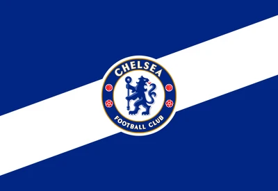 Chelsea FC Logo on a Bold Blue and White Background