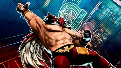 Tizoc from Fatal Fury: City of the Wolves in a dynamic pose, showcasing his wrestling prowess.