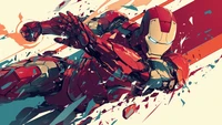 Dynamischer Iron Man in Aktion: Eine kühne Marvel-Superhelden-Kunst