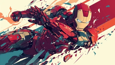 Iron Man dynamique en action : Une œuvre d'art audacieuse de super-héros Marvel