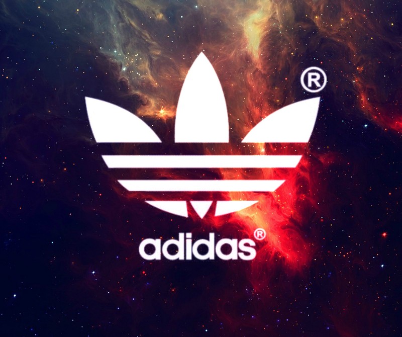 Логотип adidas на фоне галактики (бренд, галактика, логотип)