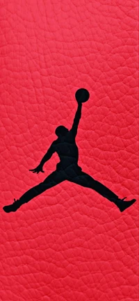 Air Jordan-Logo auf rotem Lederhintergrund