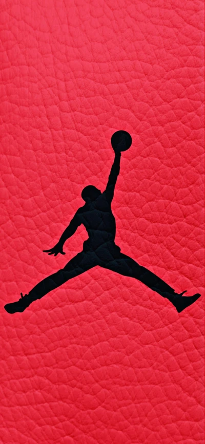 Air Jordan Logo on Red Leather Background