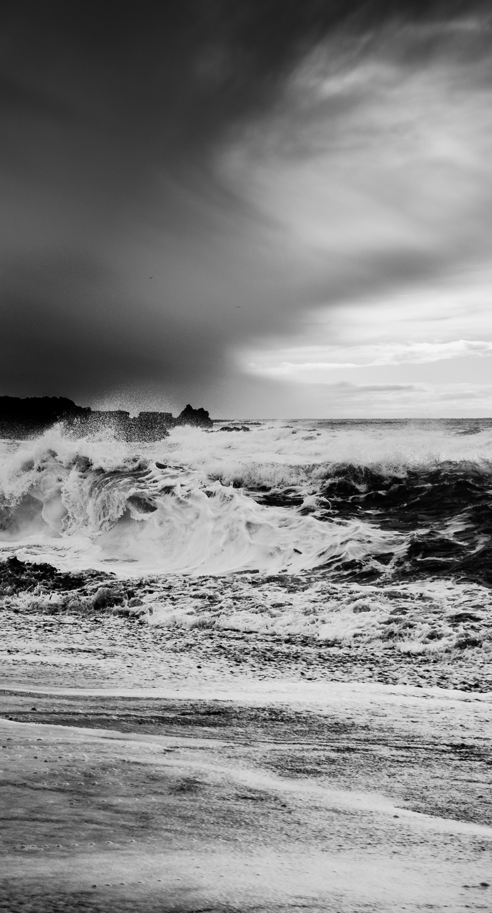 Lade schwarz, island, landschaft, natur, meer Hintergrund herunter