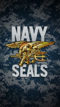 Trident-Emblem der Navy SEALs auf digitalem Marpat-Hintergrund